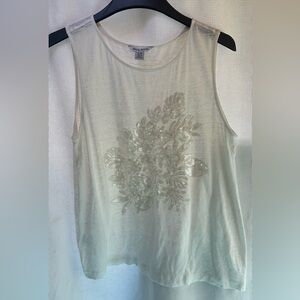 Tommy Bahama Cream Sequin Tank Top